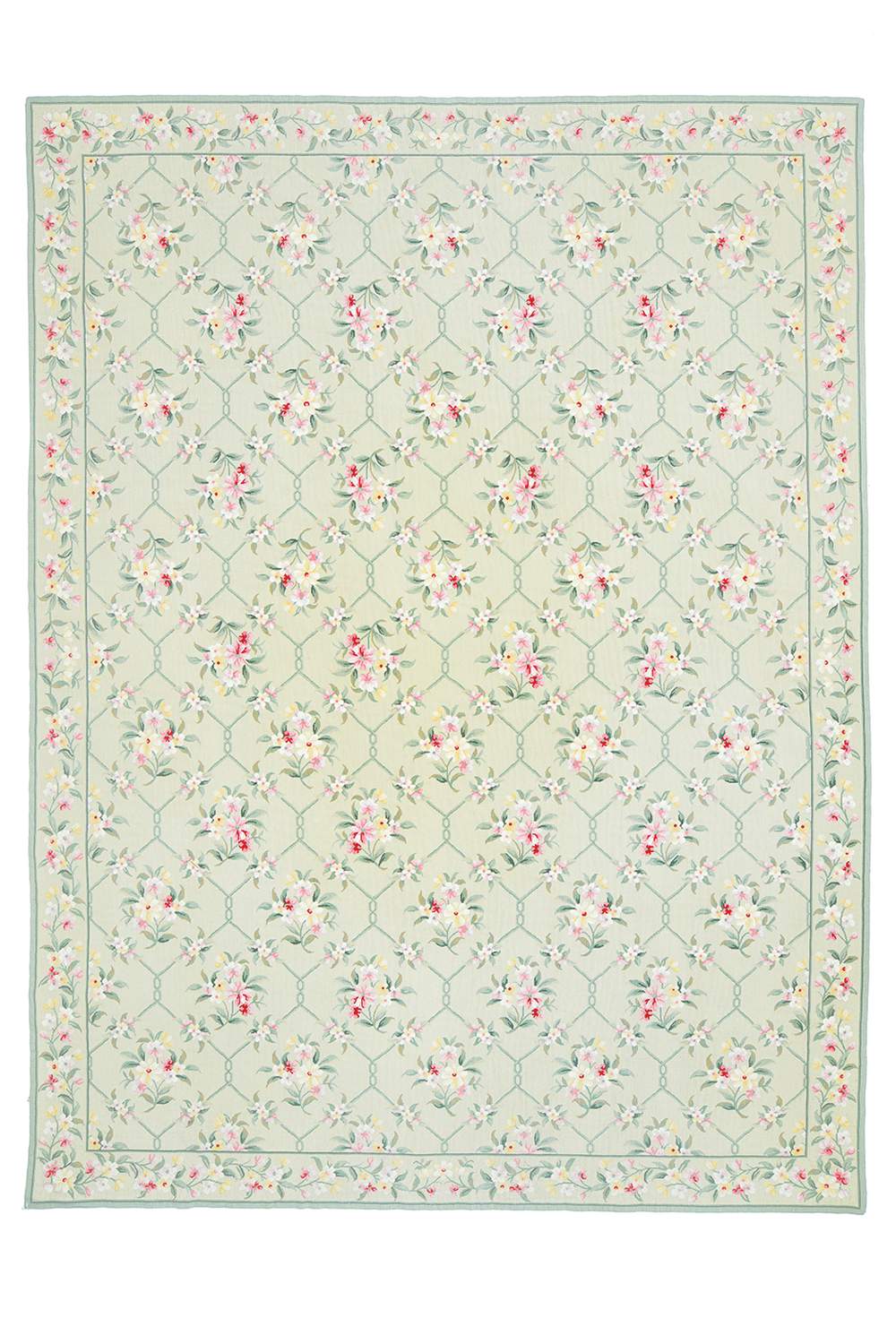French Aubusson Needlepoint Tapestry – Floral Lattice
