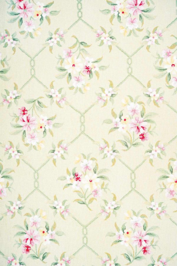 French Aubusson Needlepoint Tapestry - Floral Lattice