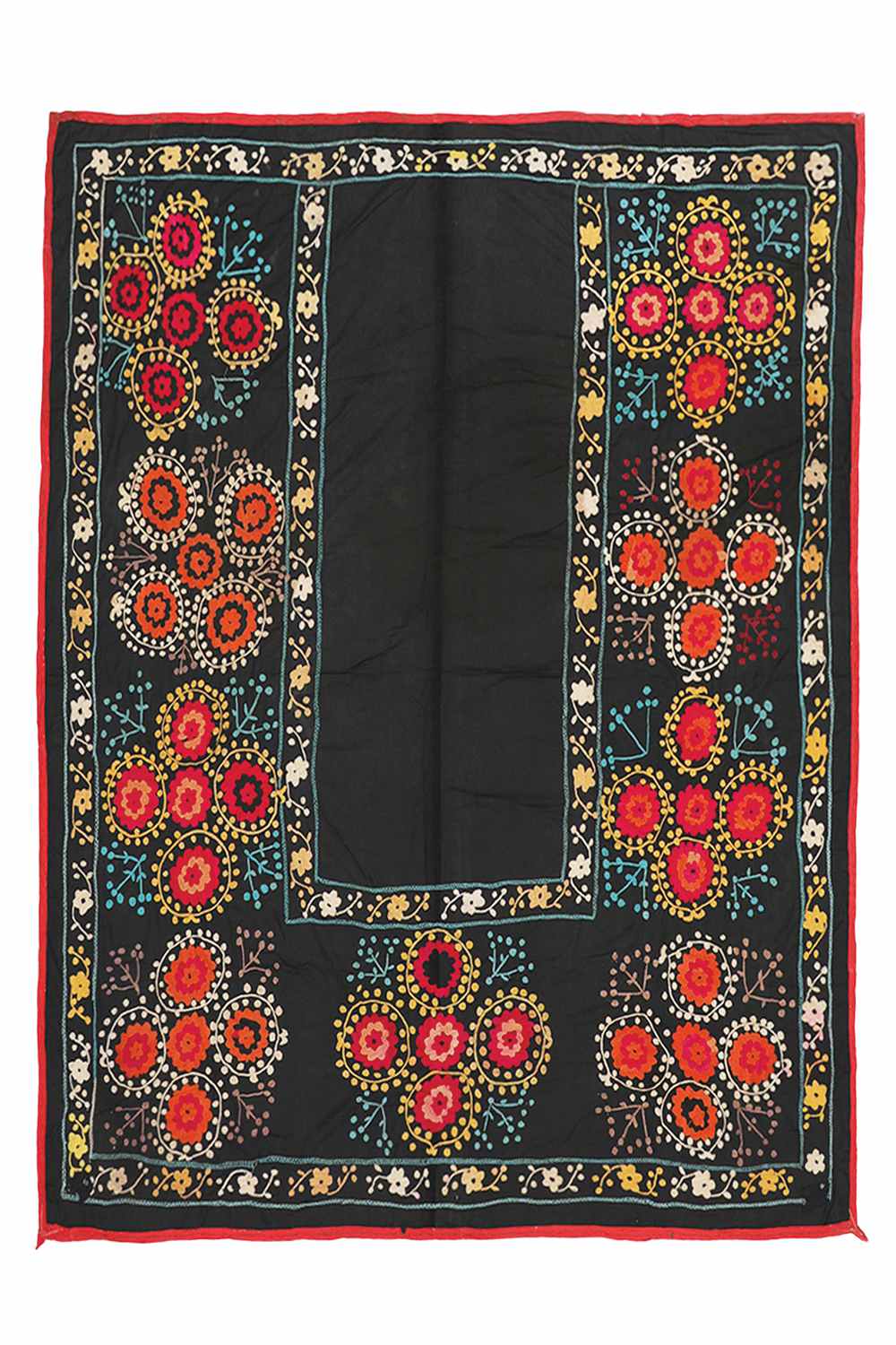 Antique Uzbek Suzani Embroidered Textile – Floral Etching