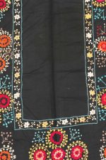 Antique Uzbek Suzani Embroidered Textile - Floral Etching