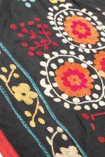 Antique Uzbek Suzani Embroidered Textile - Floral Etching