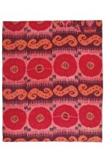 Vintage Uzbek Silk Handwoven Ikat Textile - Lava Red