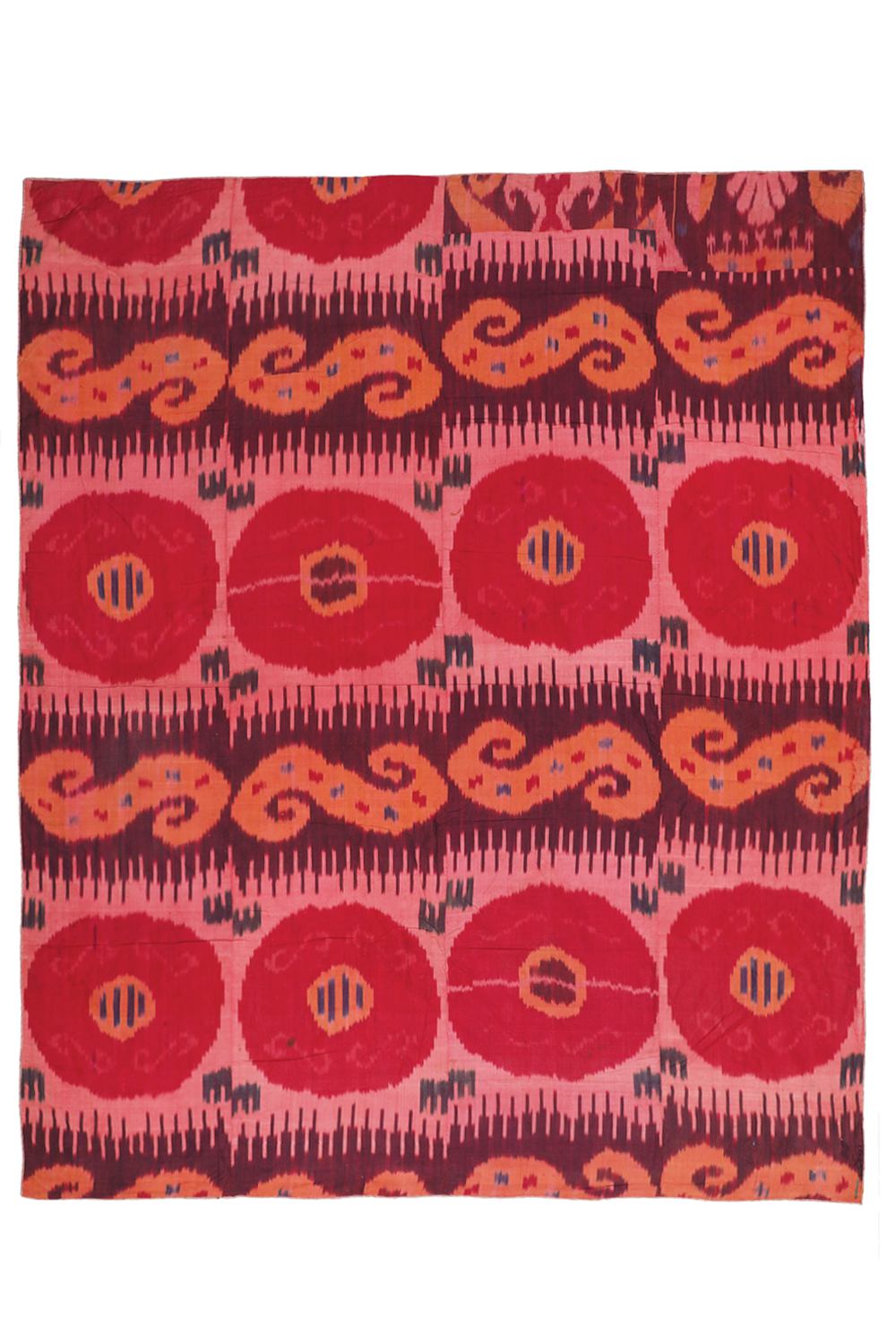 Vintage Uzbek Silk Handwoven Ikat Textile – Lava Red