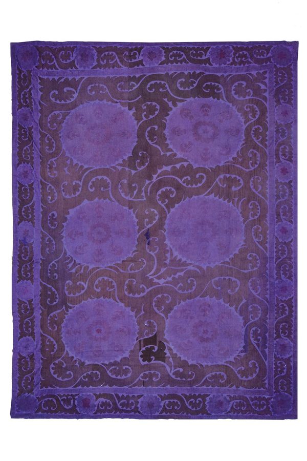 Vintage Uzbek Suzani Embroidered Textile - Aubergine (Overdyed)