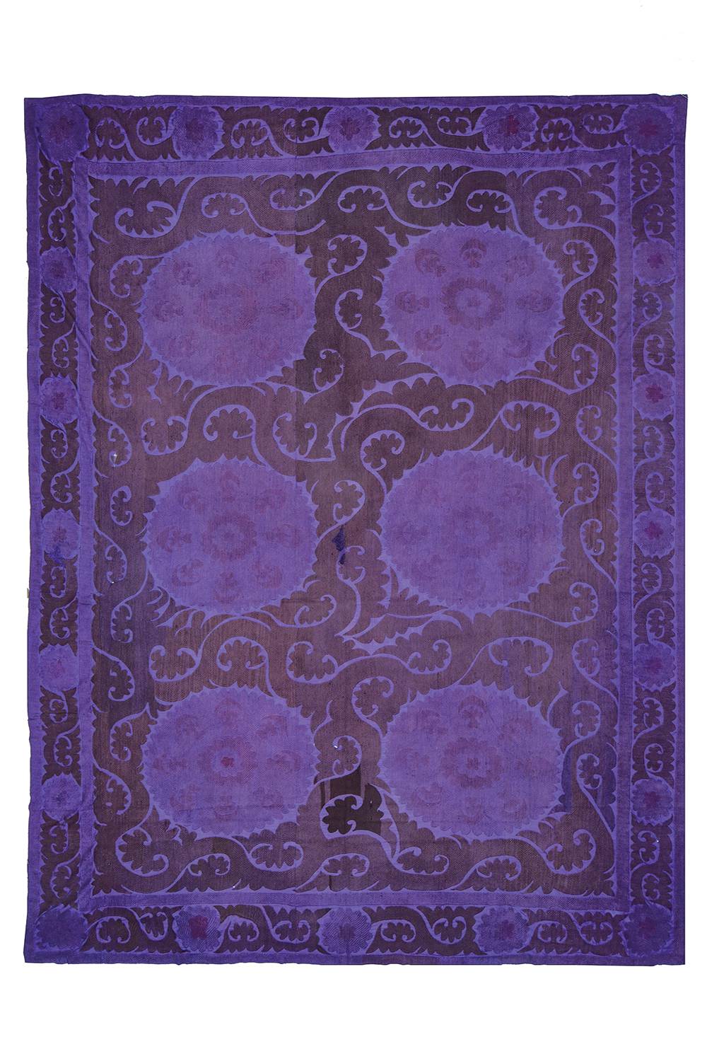Vintage Uzbek Suzani Embroidered Textile – Aubergine (Overdyed)