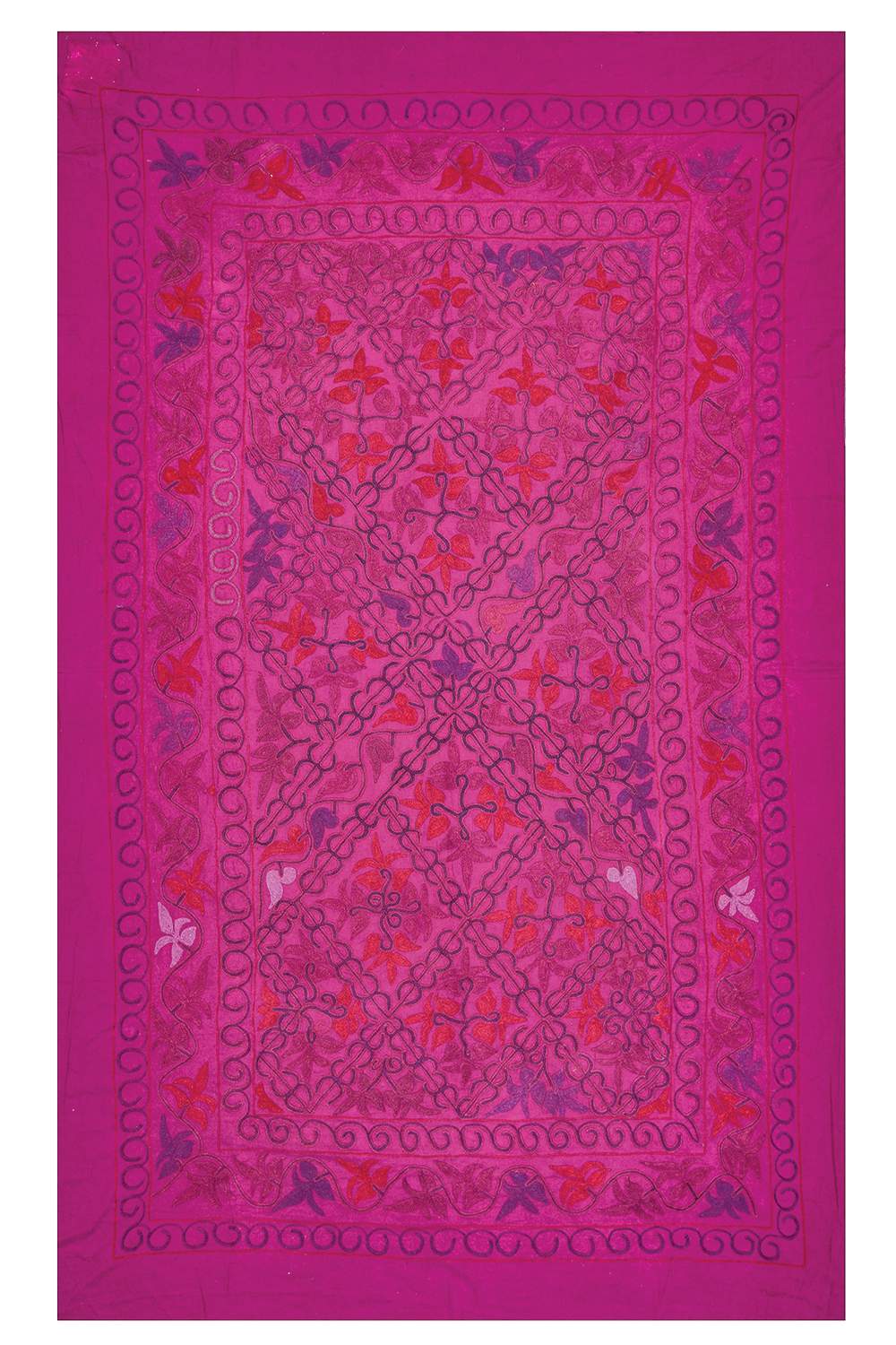 Vintage Overdyed Uzbek Suzani Hand Embroidered Textile – Orchid
