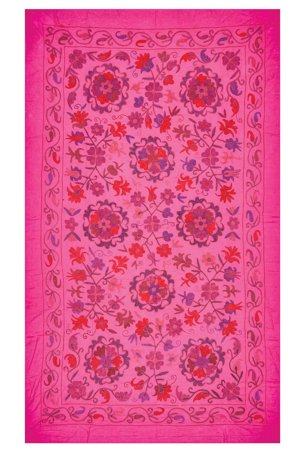 Vintage Uzbek Suzani Hand Embroidered Textile – Lotus