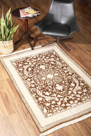 Beige and Brown handcrafted Transitional Carpets made from Silk and Wool by Carpet Cellar