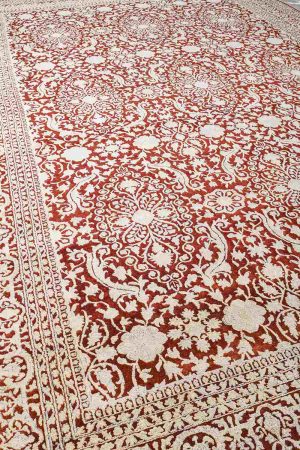 Red and White handcrafted Transitional Carpets made from Silk and Wool by Carpet Cellar