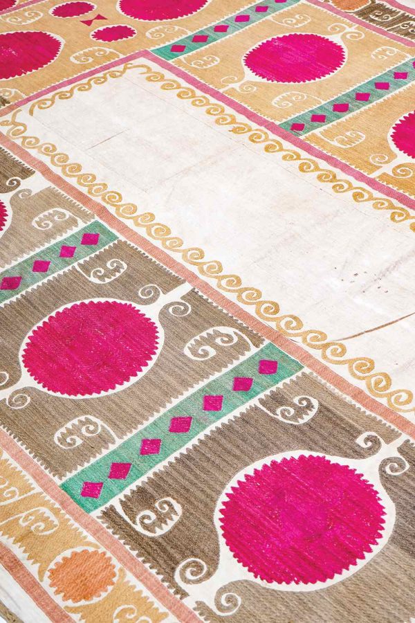 Vintage Uzbek Suzani Hand Embroidered Textile - Beginnings