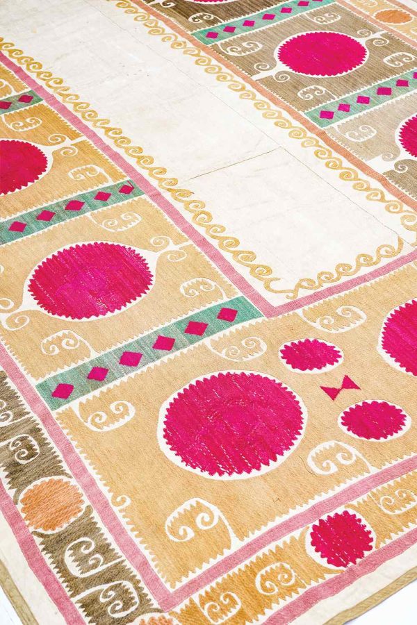 Vintage Uzbek Suzani Hand Embroidered Textile - Beginnings