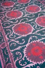 Vintage Uzbek Suzani Embroidered Textile - Curvilinear
