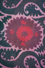 Vintage Uzbek Suzani Embroidered Textile - Curvilinear