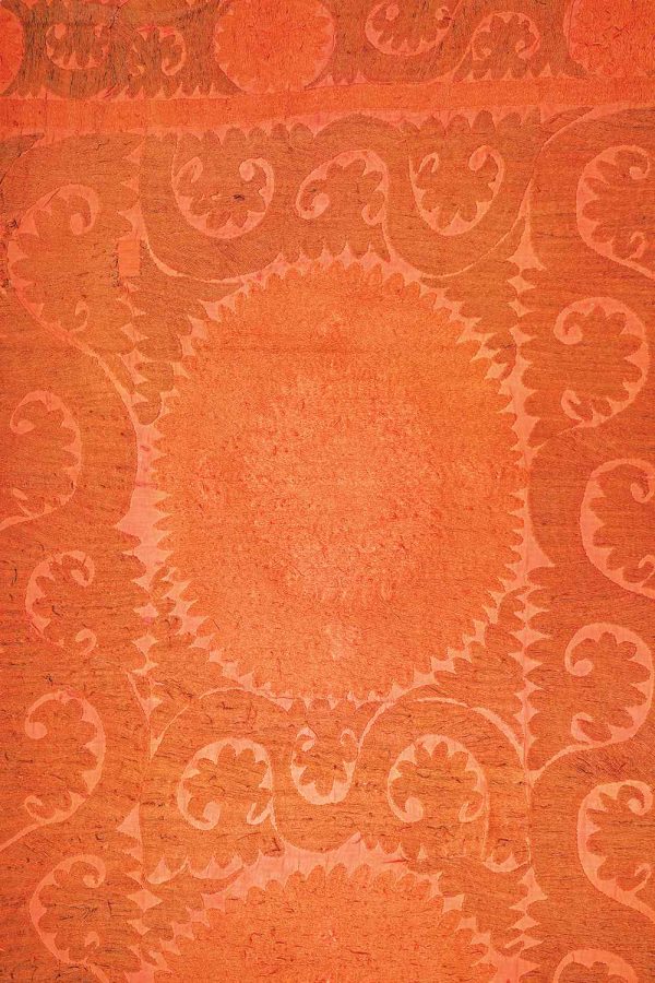 Overdyed Uzbek Suzani Embroidered Textile - Rustic Orange