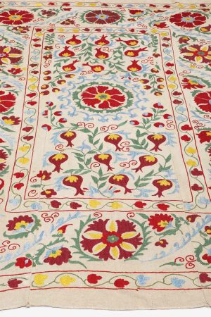 Beige and Red handcrafted Textiles made from Cotton and Silk by Carpet Cellar