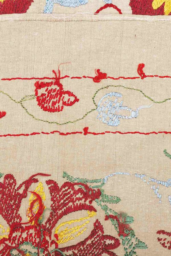 Vintage Uzbek Suzani Embroidered Textile - Pomegranate