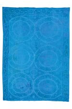 Overdyed Uzbek Suzani Embroidered Textile - Azure