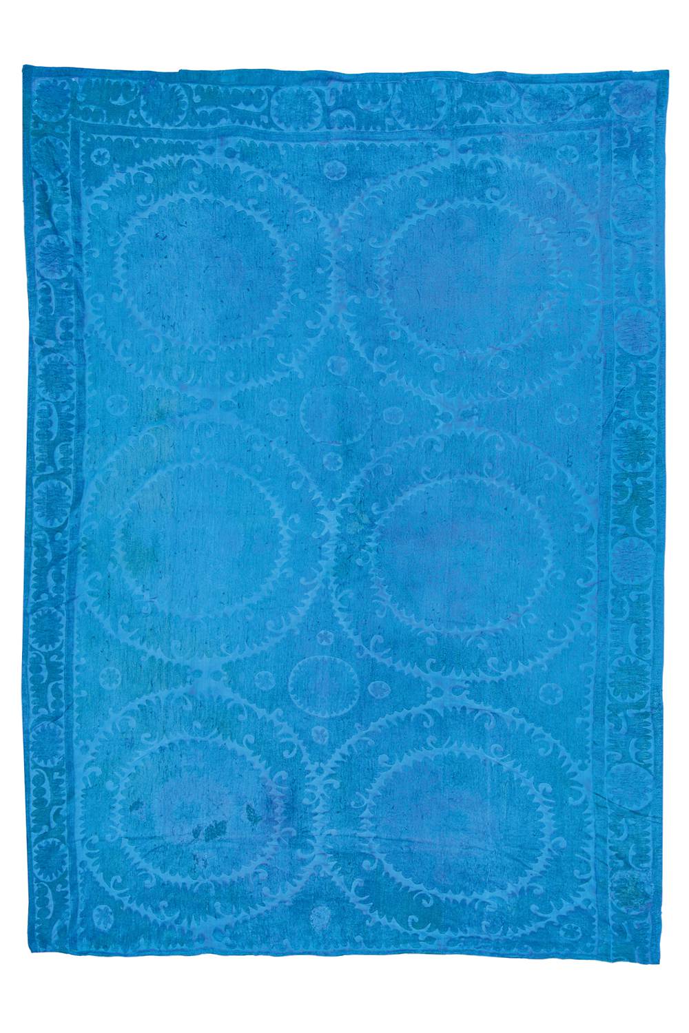 Overdyed Uzbek Suzani Embroidered Textile – Azure