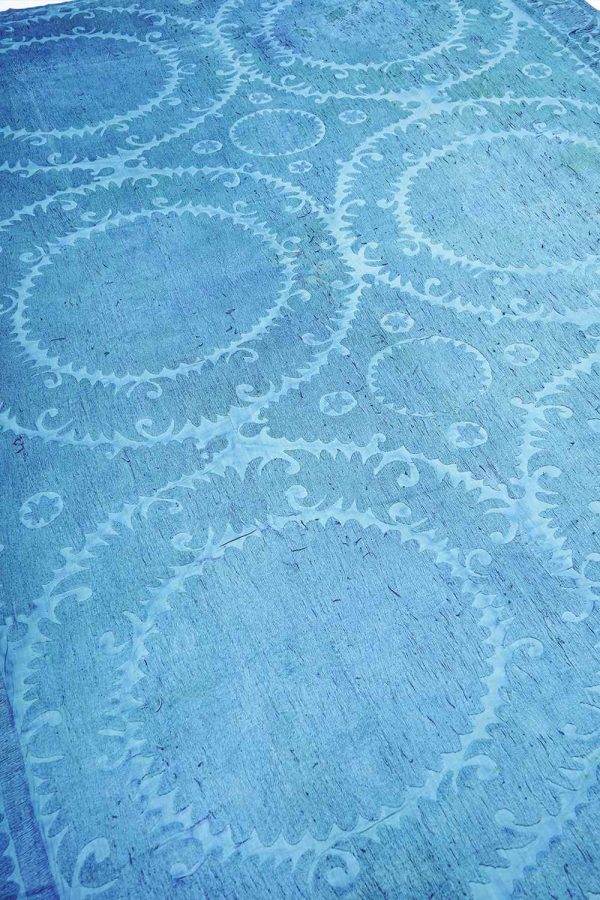 Overdyed Uzbek Suzani Embroidered Textile - Azure