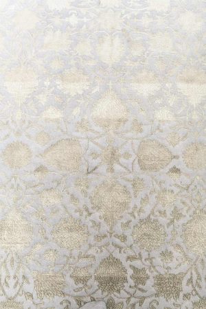 Light Grey and Silver handcrafted Transitional Carpets made from Silk and Wool by Carpet Cellar