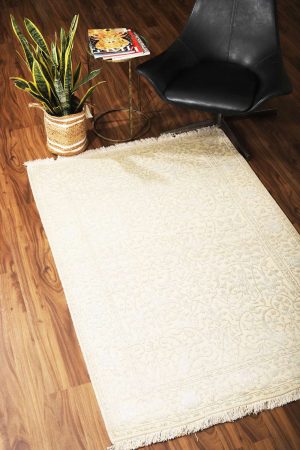 Beige and Off White handcrafted Transitional Carpets made from Silk and Wool by Carpet Cellar