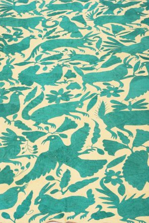 Teal Green and Beige handcrafted Textiles made from Cotton and Silk by Carpet Cellar