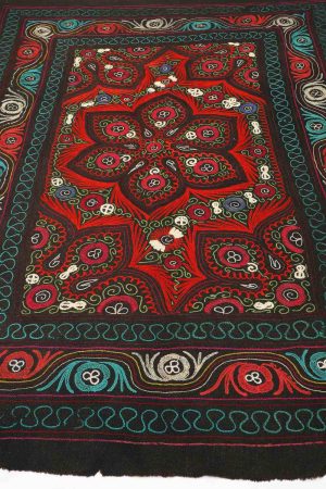 Black and Red handcrafted Textiles made from Wool by Carpet Cellar