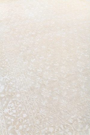 Beige and White handcrafted Transitional Carpets made from Silk and Wool by Carpet Cellar