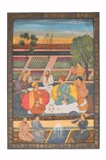 Mughal Miniature on Linen - Court Scene