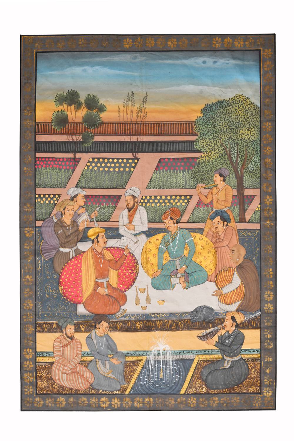 Mughal Miniature on Linen – Court Scene