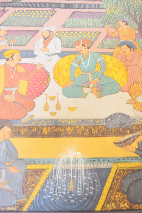 Mughal Miniature on Linen - Court Scene
