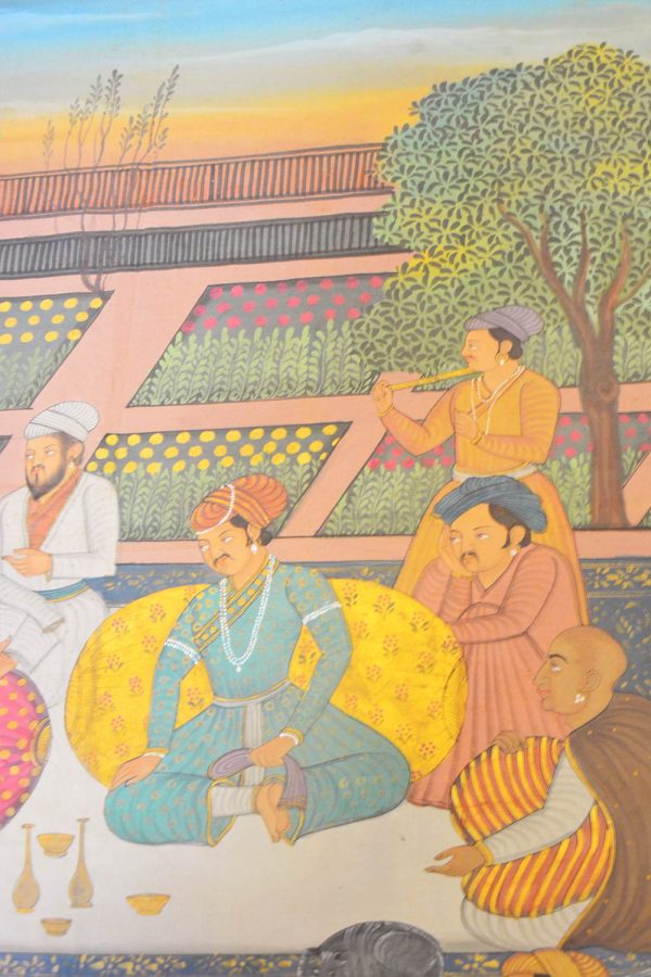 Mughal Miniature on Linen - Court Scene