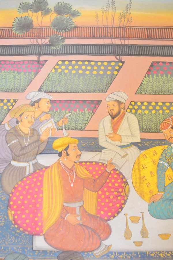 Mughal Miniature on Linen - Court Scene
