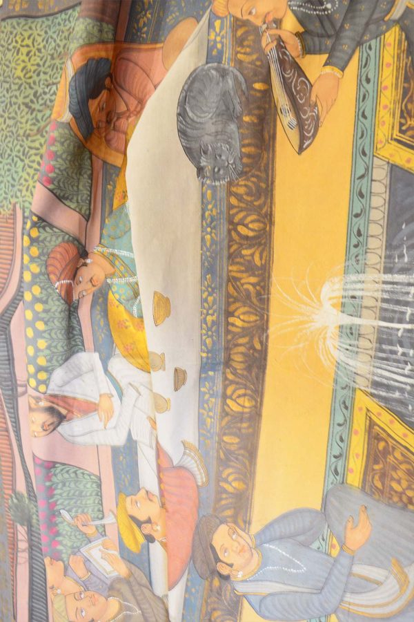 Mughal Miniature on Linen - Court Scene