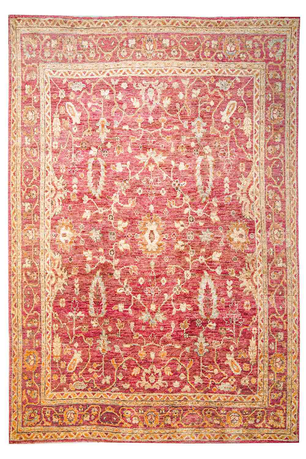 Transitional Oushak Revival- Vermillion