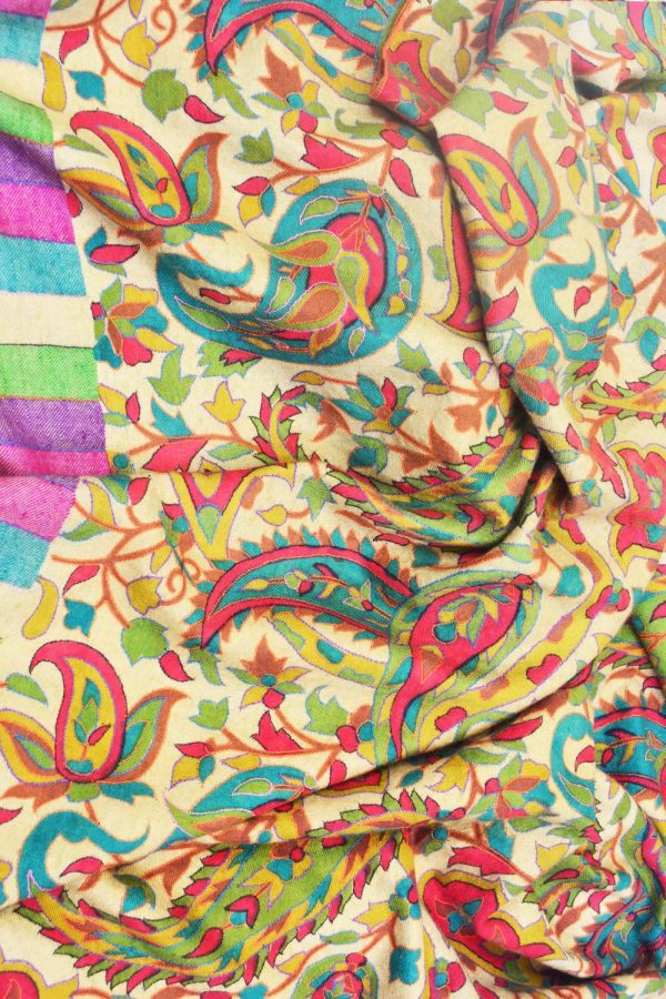 Shahmina Kalamkari Embroidered Palladar Shawl - Paisley Passion
