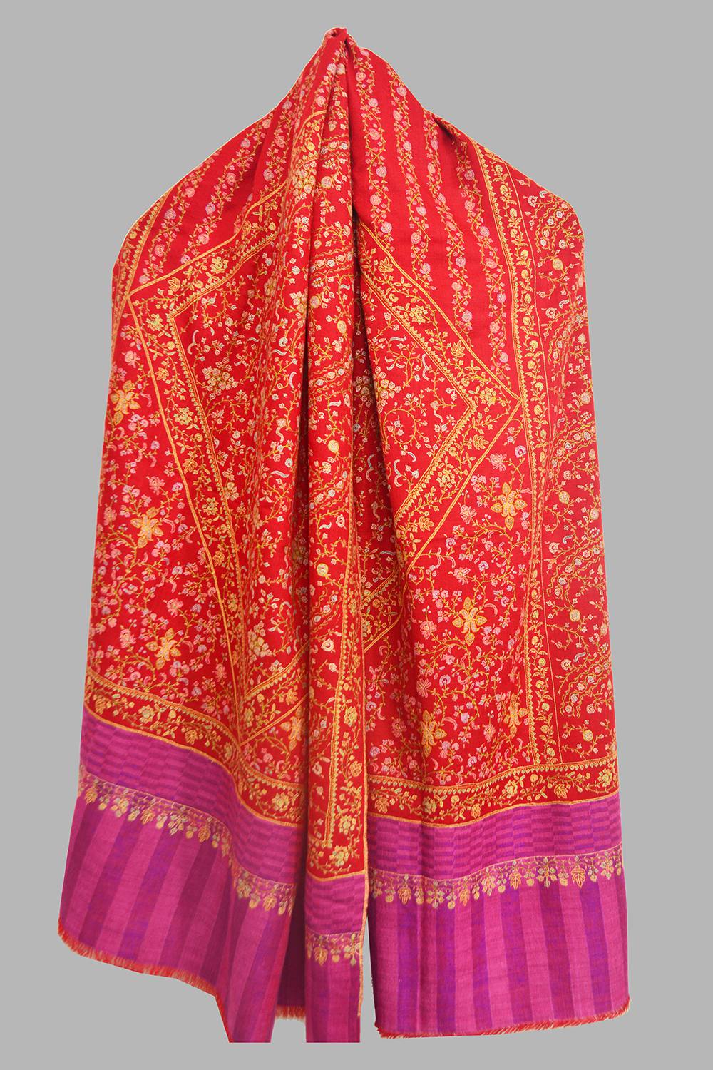 Light Weight Shahmina Jaldar Shawl – Lava Red