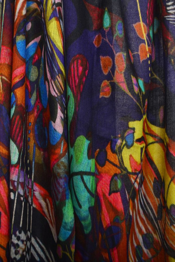 Pashmina Print Stole - Midnight