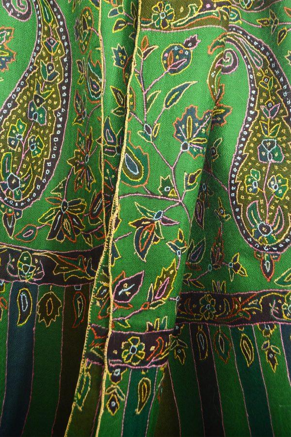 Shahmina Print Embroidered Palladar Stole - Emerald