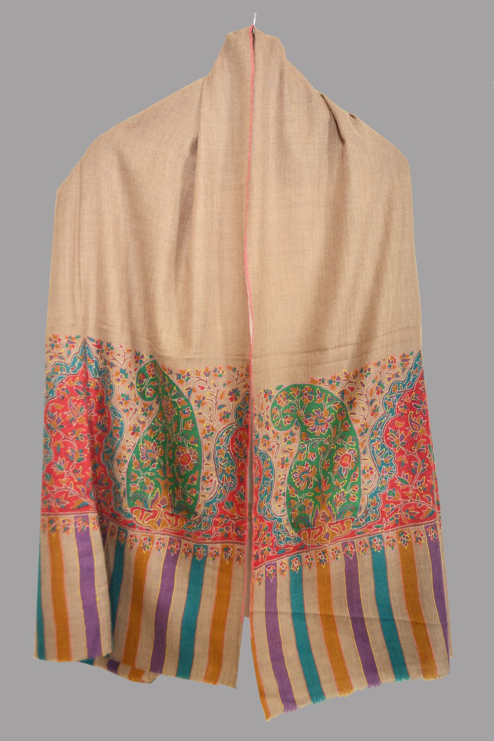 Shahmina Print Embroidered Palladar Stole – Jewel Tone