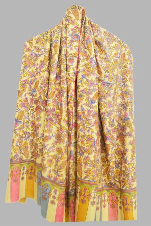 Shahmina Kalamkari Embroidered Shawl - Harvest Gold