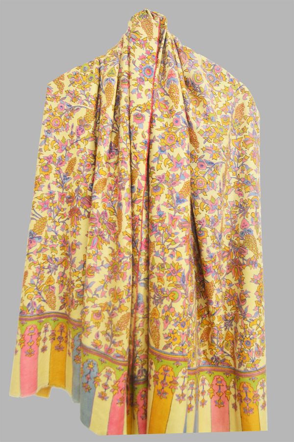 Shahmina Kalamkari Embroidered Shawl - Harvest Gold