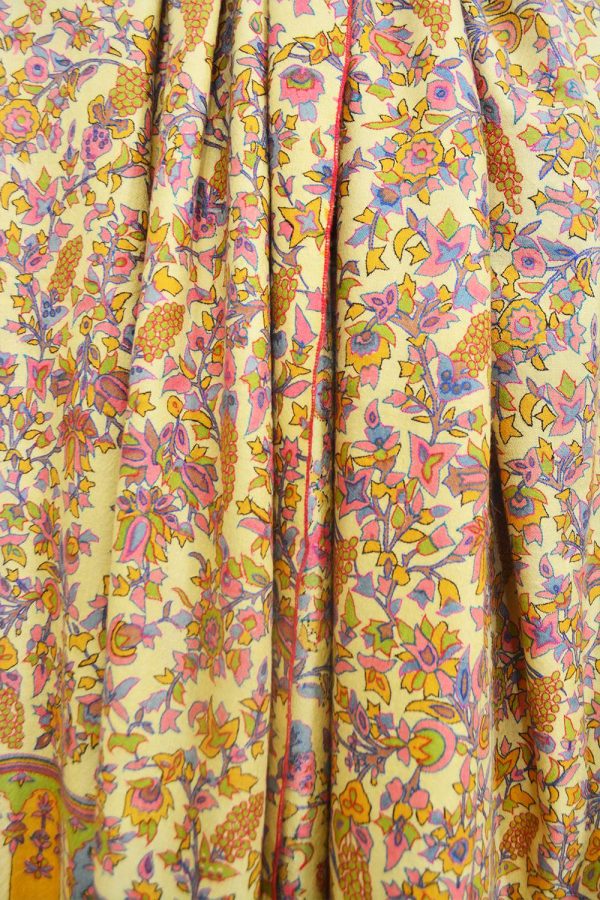 Shahmina Kalamkari Embroidered Shawl - Harvest Gold