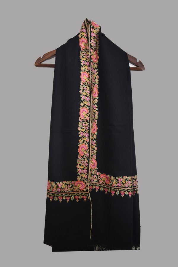 Light Weight Shahmina Paper Mache Beldar Shawl - Midnight Black