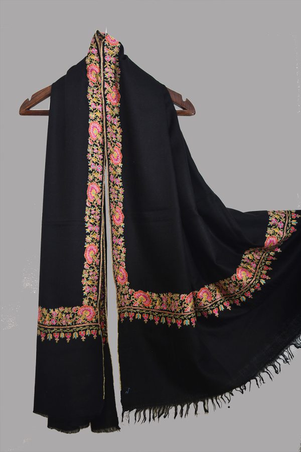 Light Weight Shahmina Paper Mache Beldar Shawl - Midnight Black