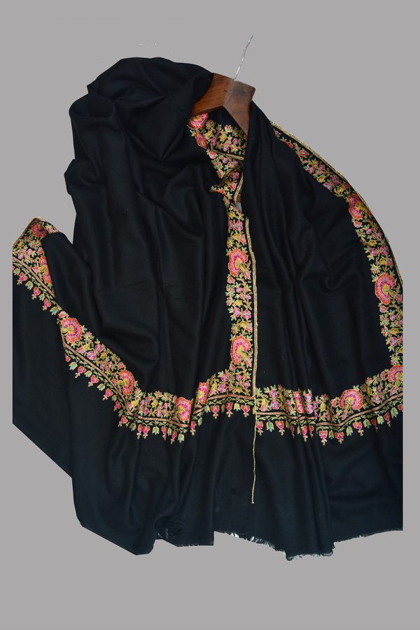 Light Weight Shahmina Paper Mache Beldar Shawl - Midnight Black