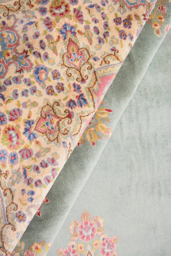 Antique Persian Laver Kerman - Ocean Green