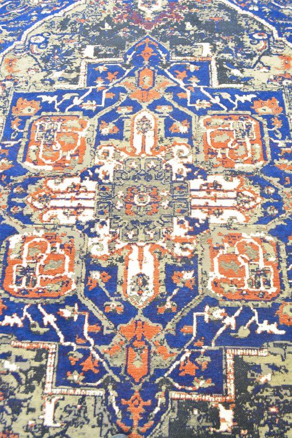 Erased Jacquard Loom Flatweave - Prussian Blue