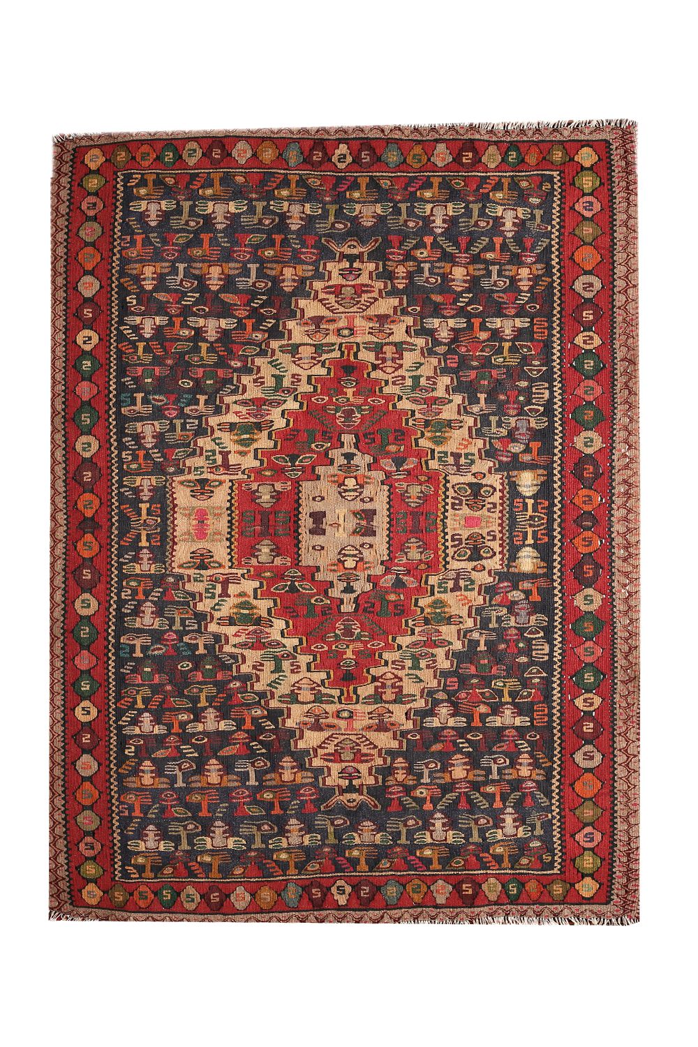 Vintage Senneh Kilim – Expressive