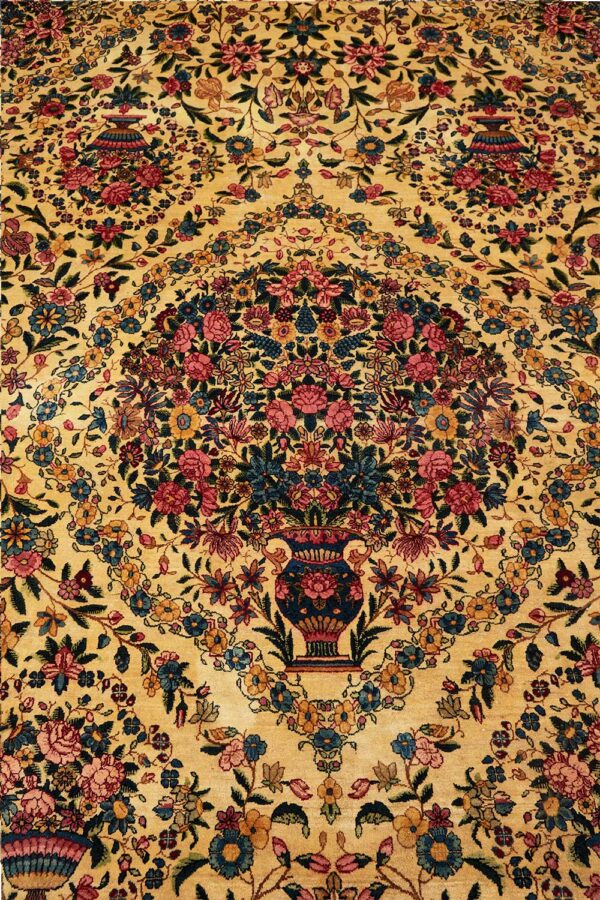 Antique Persian Laver Kerman Millefleur - Poetic